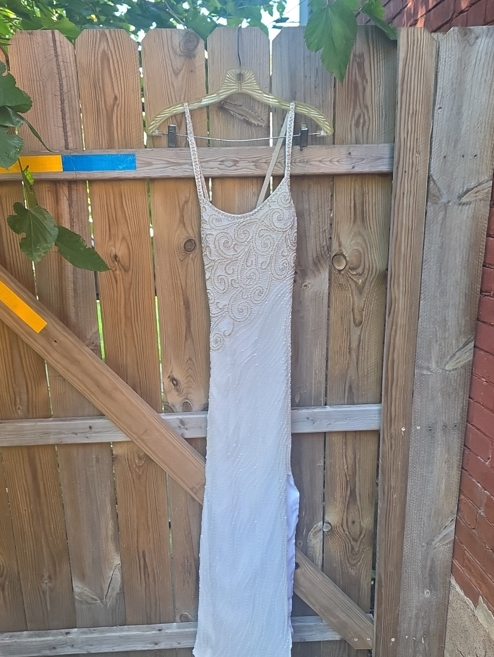 Elegant Cream Beaded Evening Gown - Sleeveless Maxi Dress